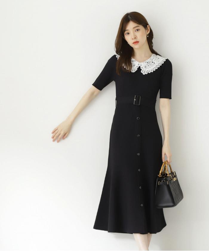 セール 50%OFF】レースカラーニットワンピース(505426849 セール 50%OFF】レースカラーニットワンピース(505426849