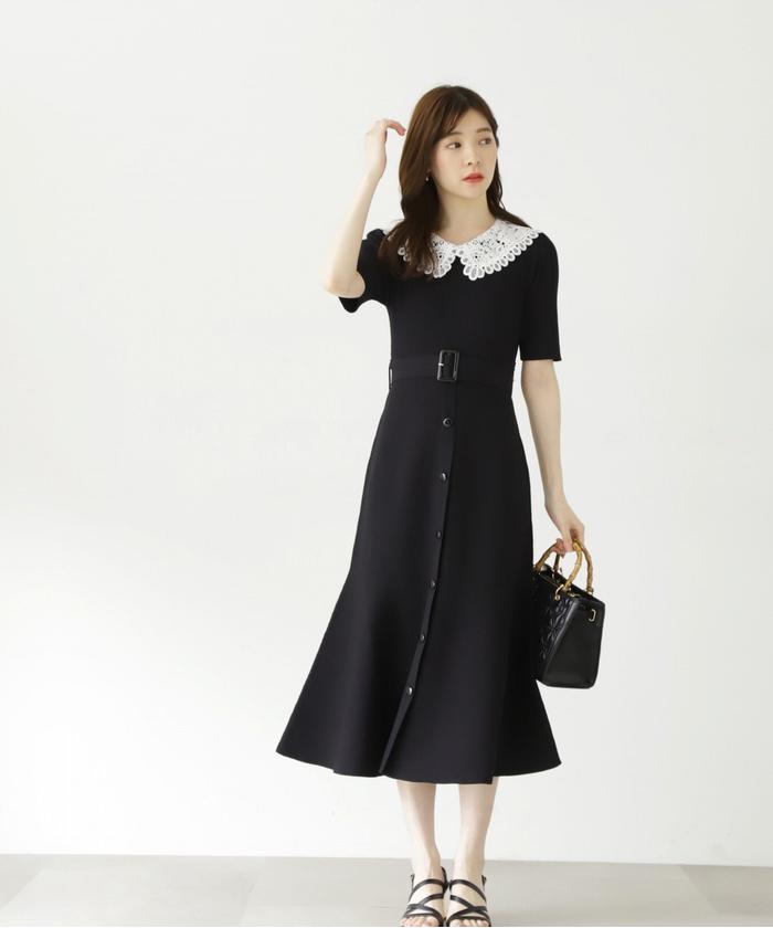 セール 50%OFF】レースカラーニットワンピース(505426849 セール 50%OFF】レースカラーニットワンピース(505426849
