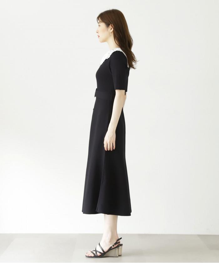 セール 50%OFF】レースカラーニットワンピース(505426849 セール 50%OFF】レースカラーニットワンピース(505426849