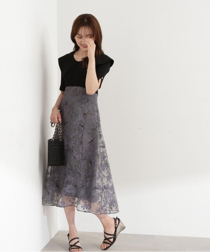 Proportion Body Dressing❤︎シックフラワードッキングワンピ セール】ニットドッキングフラワーワンピース(505426850