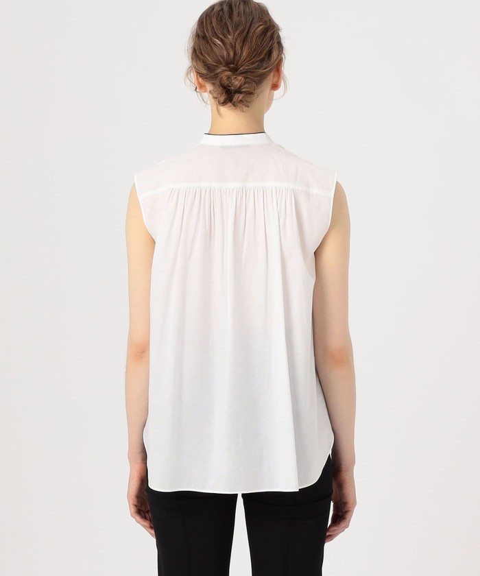トゥモローランドコレクション TOMORROWLAND collection 25SS ジオメトリックエンブロイダリー バンドカラーブラウス ノースリーブ 36 ホワ TOMORROWLAND｜メイズエンブロイダリー バンドカラーブラウス