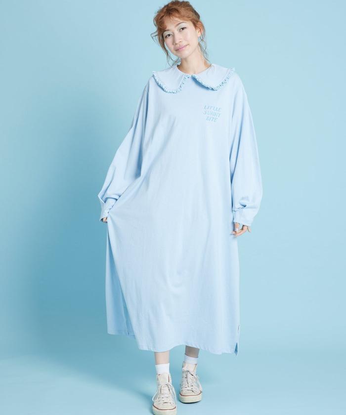 LittleSunnyBite/リトルサニーバイト/Frill collar long tee dress