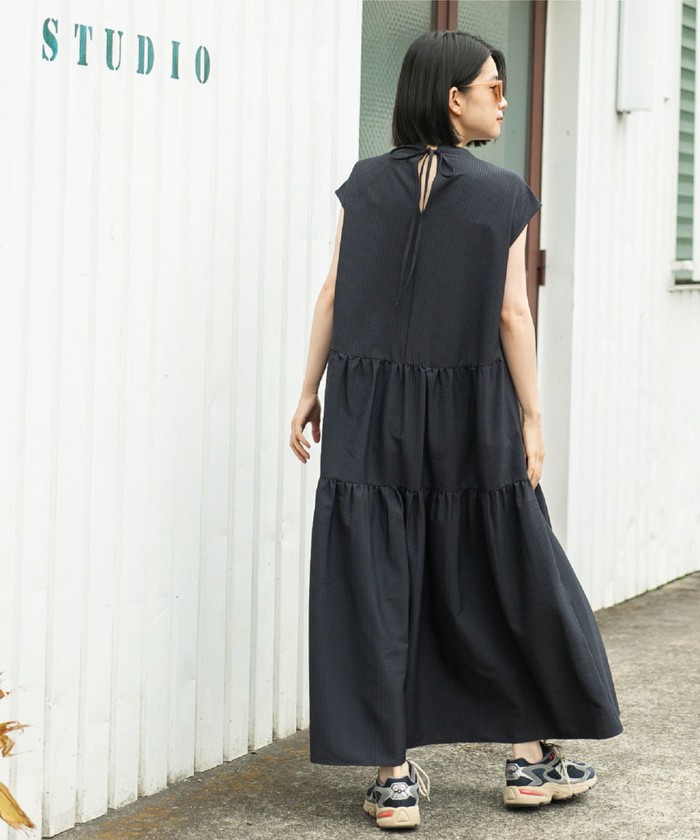 セール 66%OFF】【WEB限定】シアサッカーティアードワンピース セール 66%OFF】【WEB限定】シアサッカーティアードワンピース