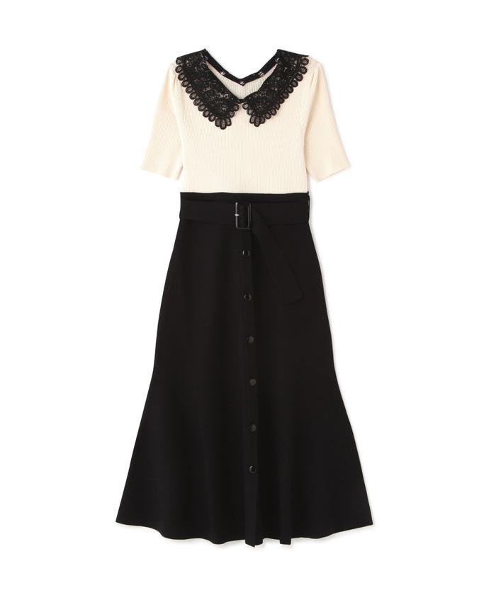 セール 50%OFF】レースカラーニットワンピース(505426849 セール 50%OFF】レースカラーニットワンピース(505426849
