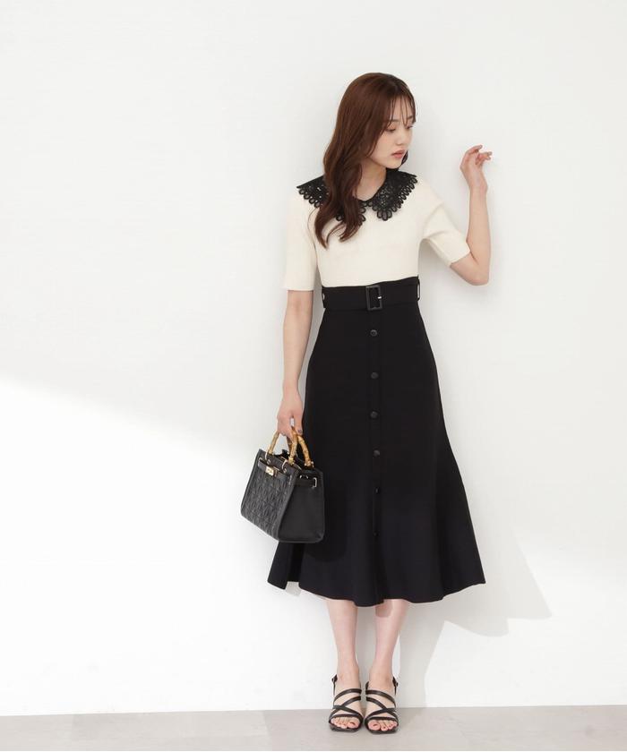 セール 50%OFF】レースカラーニットワンピース(505426849