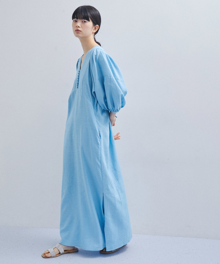アダムエロペ　リネンボリュームスリーブワンピース セール 30%OFF】【逸品シリーズ】リネンボリュームスリーブ