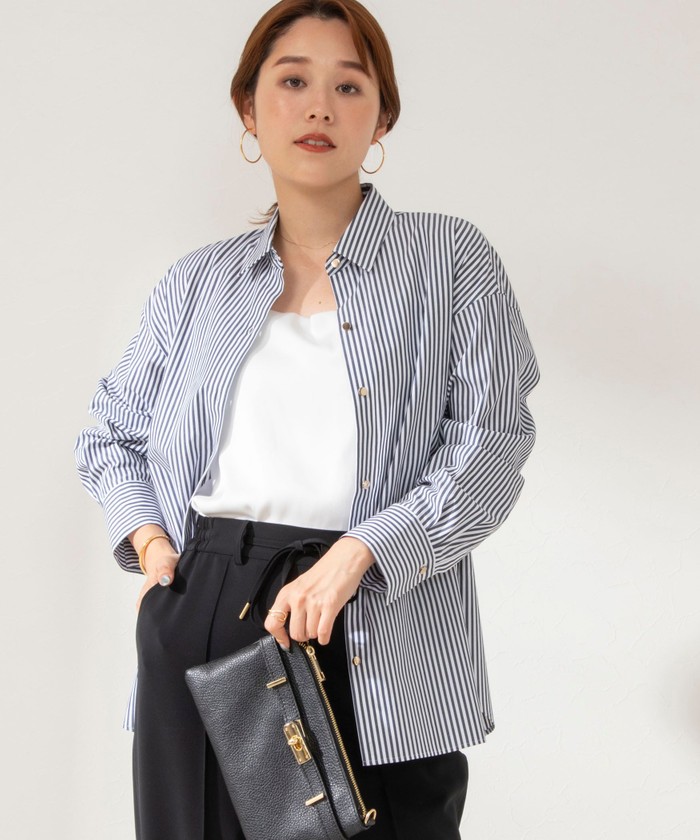 美品★2024SS NOLLEY'S ノーリーズ ストライプ ブロードシャツ シアーストライプロングシャツ(504453980) | ノーリーズソフィー