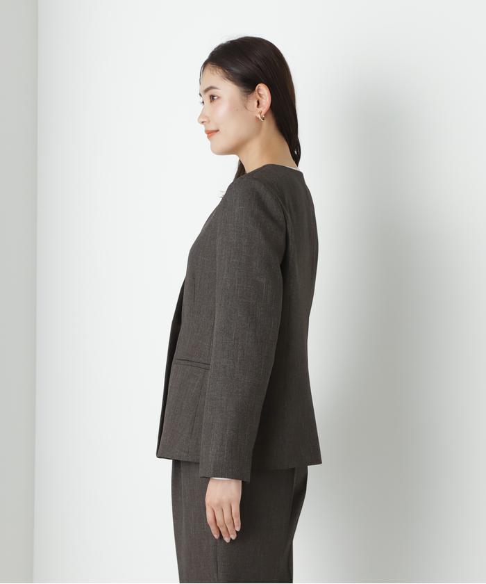 シャークスキンセットアップシリーズ>ノーカラージャケット23AW