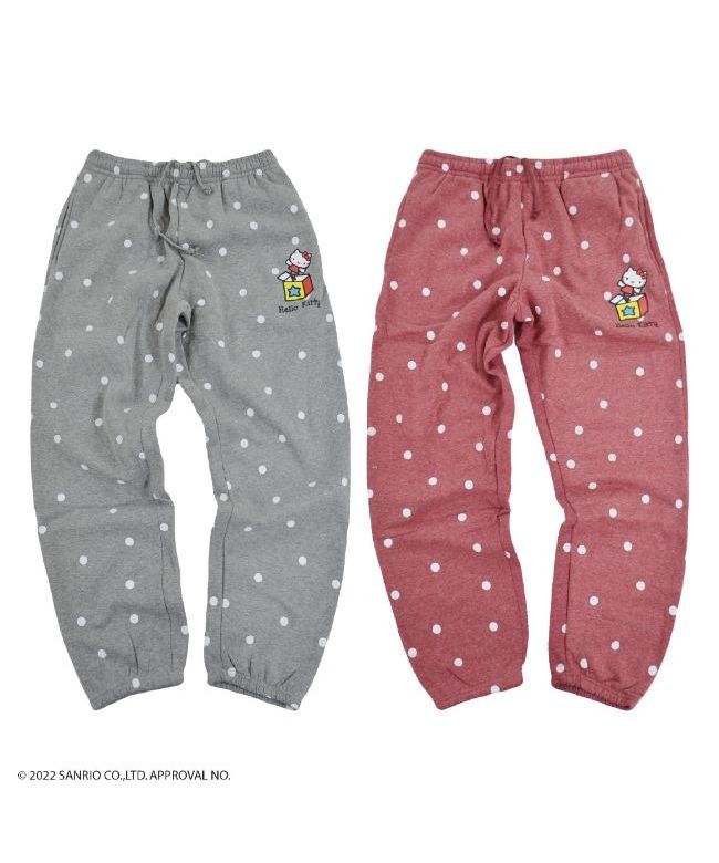 サンリオ Sanrio ハローキティ スウェット パンツ ドット 裏起毛