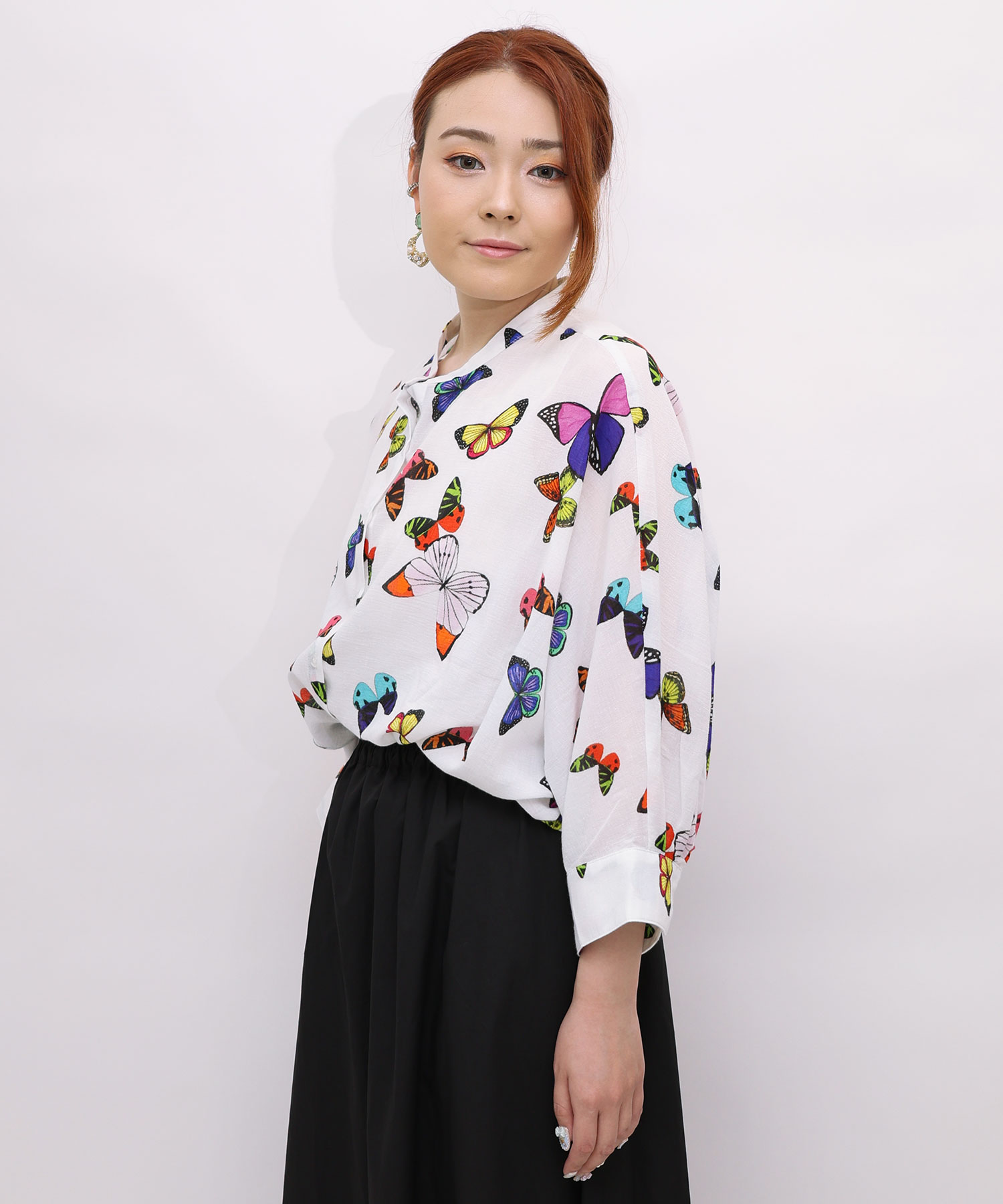 新品☆/ScoLar/スカラー/トップス/ブラウス/総柄/蝶/Mサイズ/