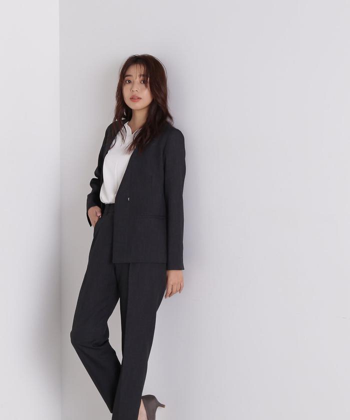 シャークスキンセットアップシリーズ>ノーカラージャケット23AW