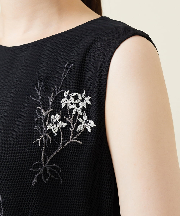 フラワー刺繍チュールノースリーブドレス(505433632) | シビラ