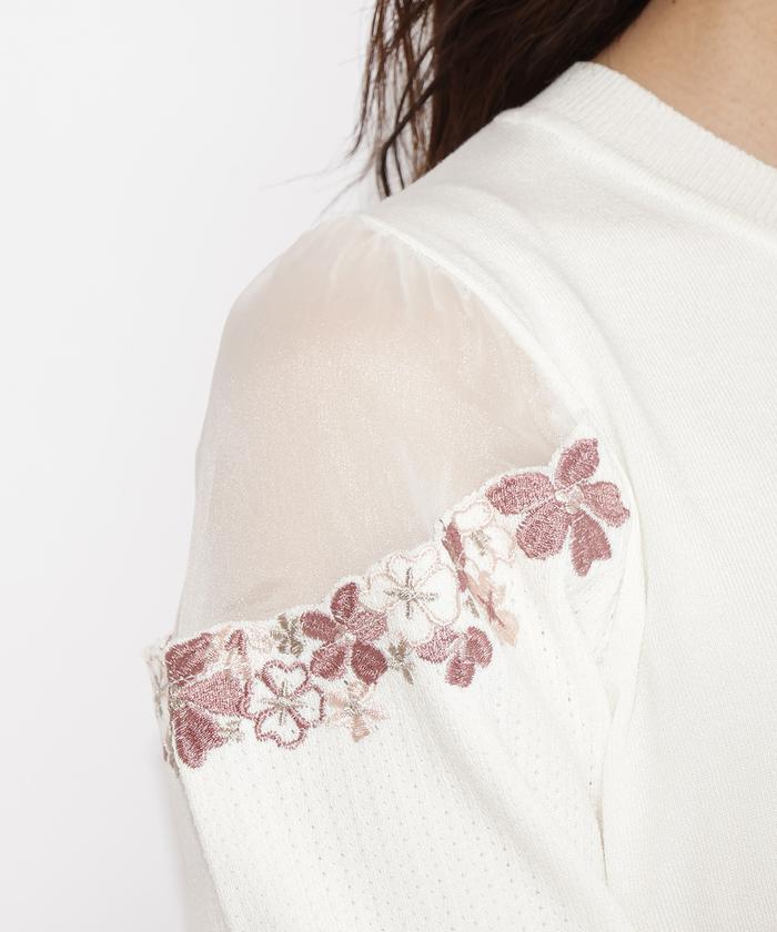 ドットチュール×刺繍プルオーバー【期間限定価格】 | outlet