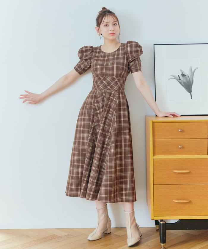 セール 60%OFF】チェック柄サーキュラーワンピース(505436356