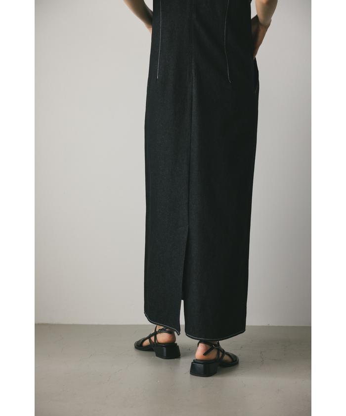 デニムワンピース Uネック ファスナー デニム S/M/L ファスナー付きデニムワンピース | ファッション,アパレル