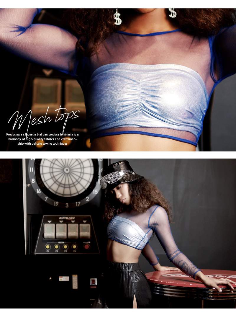 ボムシェル bombshell トップス メッシュ シースルー 長袖