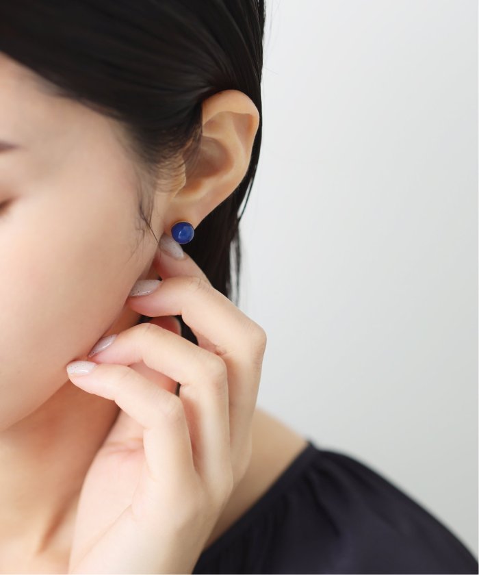 ブルーアゲート8mmカップボールピアス K10（両耳）(505436627
