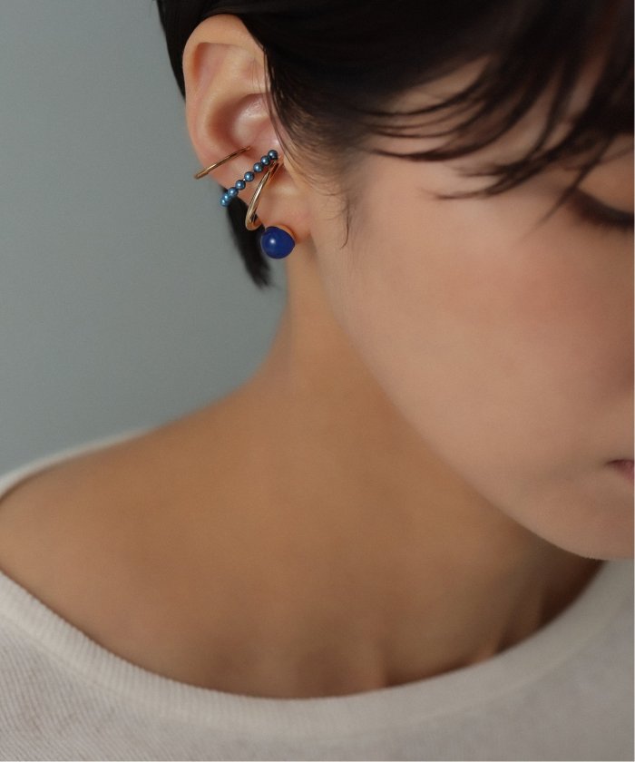 Lilas ブルーアゲート 8m カップボールピアス K10 (両耳用) ブルーアゲート8mmカップボールピアス K10（両耳）(505436627
