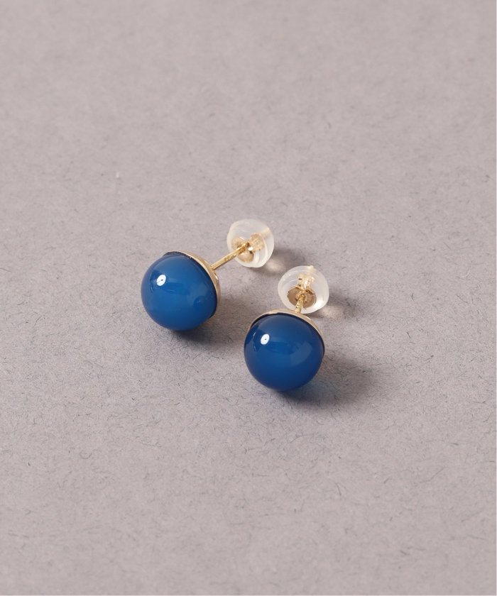 ブルーアゲート8mmカップボールピアス K10（両耳）(505436627