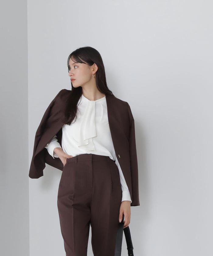 セール 30%OFF】＜パウダーツイルセットアップ＞ノーカラー