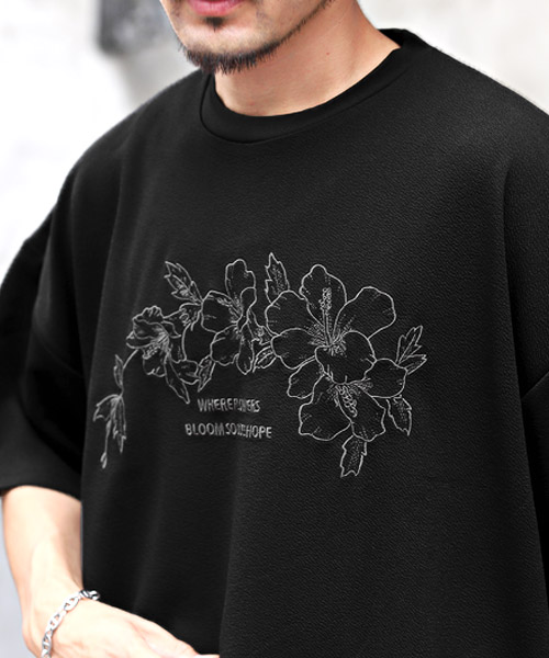 【LEONARDFASHION】黒 花柄半袖Tシャツ l11112400bak00-m-01-pl.jpg