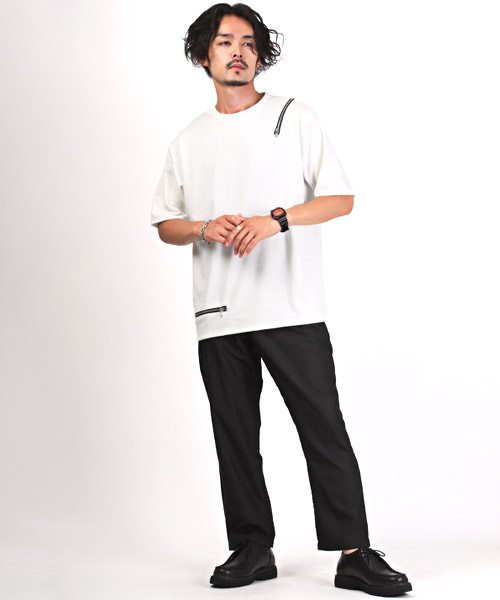 ラグスタイル LUXSTYLE ZIP付き半袖Tシャツ/Tシャツ メンズ 半袖