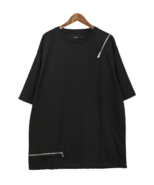 ラグスタイル LUXSTYLE ZIP付き半袖Tシャツ/Tシャツ メンズ 半袖