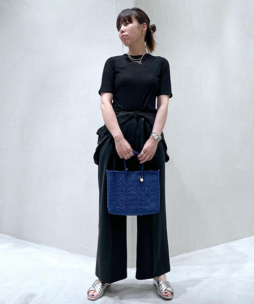 SALON adam et rope' 麻混レギュラーカラーオールインワン セール】【手洗い可能】麻混レギュラーカラーオールインワン