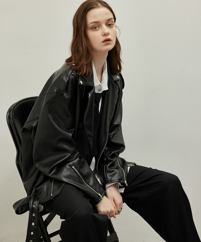 ジャケット・アウター GIBOUS FAKE LEATHER CHINA JACKET 革ジャン メンズ レザージャケット ライダース ジャケット
