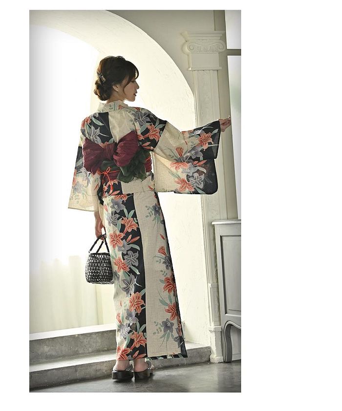 浴衣 単品 白 黒 高級 百合 綺麗 レディース浴衣 キャバ嬢 花 浴衣 単品 白 黒 高級 百合 綺麗 レディース浴衣 キャバ嬢 花