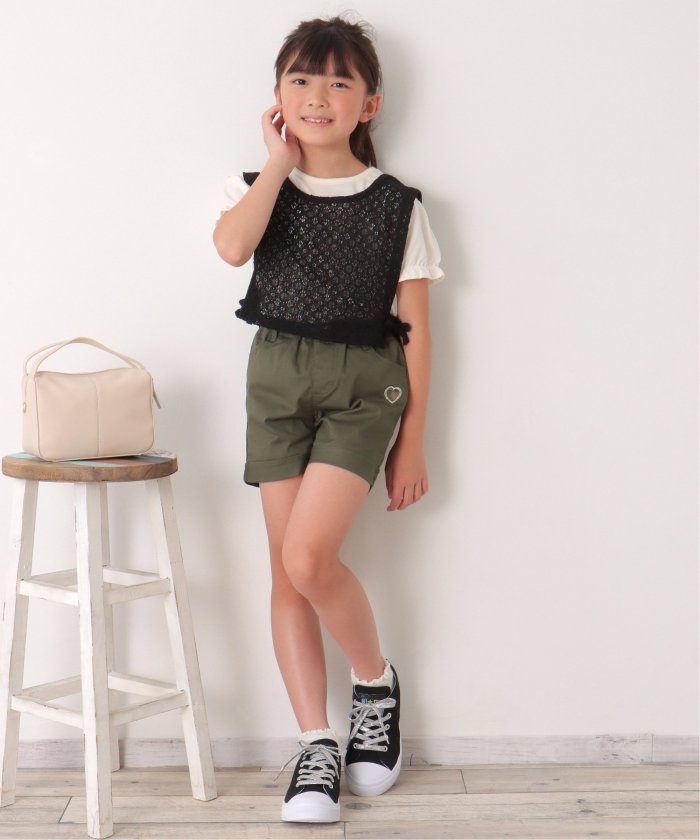セール50%OFF】カットアウトハート刺繍ショートパンツ（120
