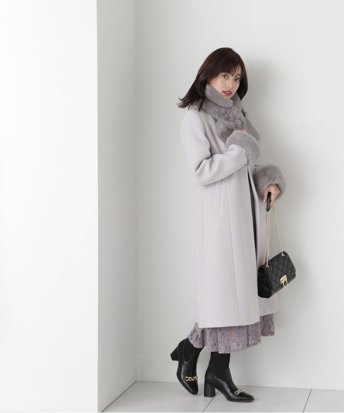 セール 30%OFF】フェイクファー取外しコート/23AW(505451819 セール 30%OFF】フェイクファー取外しコート/23AW(505451819