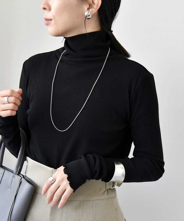 【ファッション通販】の商品をすべて セール】quaranciel:〈洗濯機可能〉 デリケート リブ シアー トップス