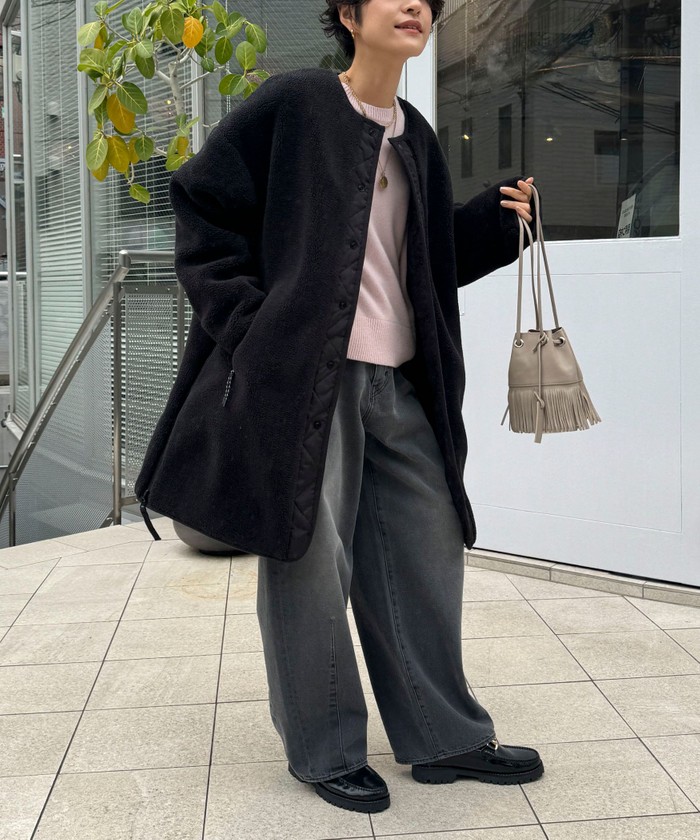 ◇【WEB限定】【TAION/タイオン】ノーカラーボアコート