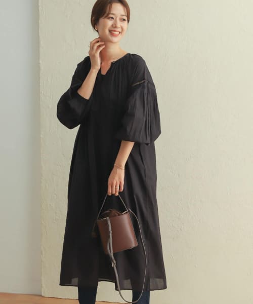 45R コットンワンピース セール 40%OFF】コットンボイルラグランギャザーワンピース