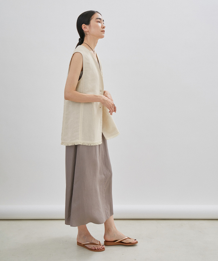 【美品】サロン アダム エ ロペ　[抗菌・消臭]葦和紙ジレ　ベスト　フリンジ セール】【NIPPON CULTURE】[抗菌・消臭]葦和紙ロングジレ