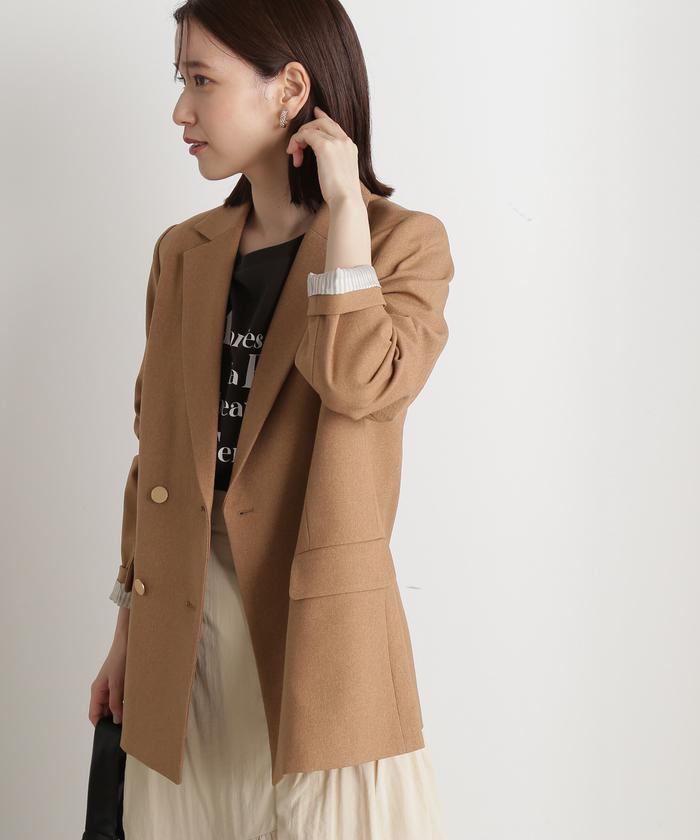 美品＊レサージュ ダブルブレストノーカラージャケット