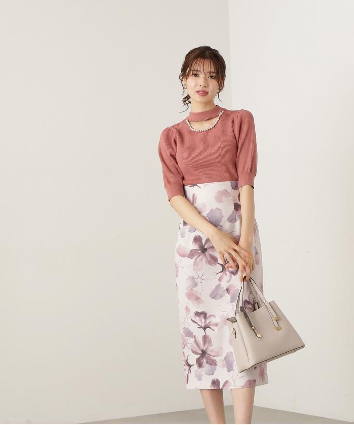 【VALENTINO GARAVANI】ミニスカート フローラルプリント VALENTINO GARAVANI コットン&シルク混ツイル ミニスカート