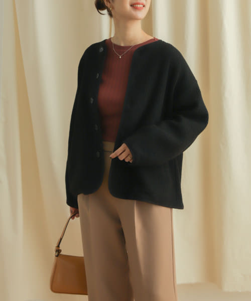 クーポン】【セール 40%OFF】キルトノーカラージャケット