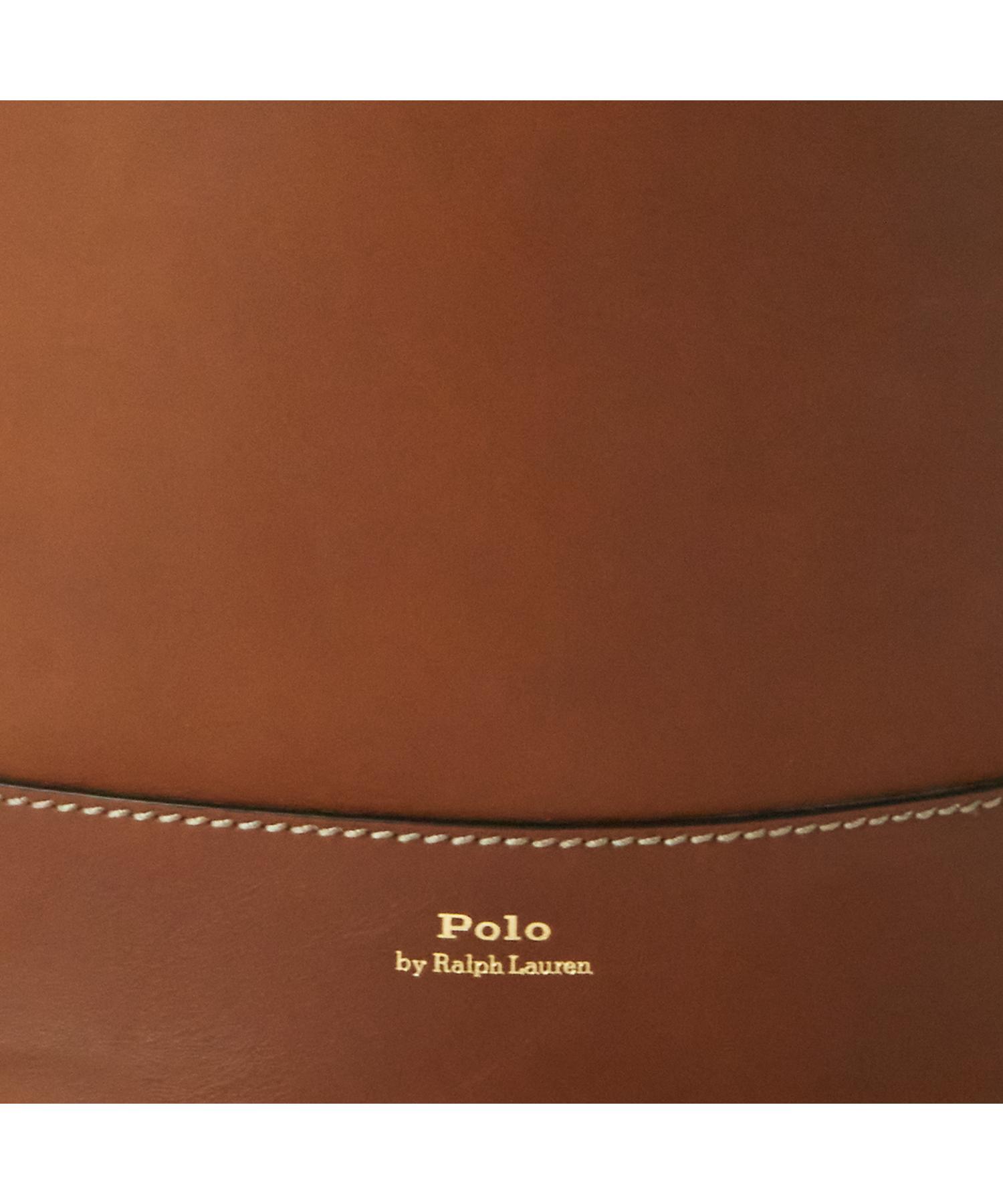 ゆったりサイズ【Ralph Lauren】ベルポートレザーバケットバッグ ラルフローレン RALPH LAUREN セール仕入れ☆RLベルト柄本革2WAY