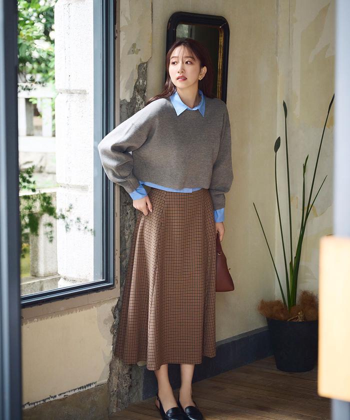 クロップドニット＆シャツセット23AW(505455723) | ナチュラル