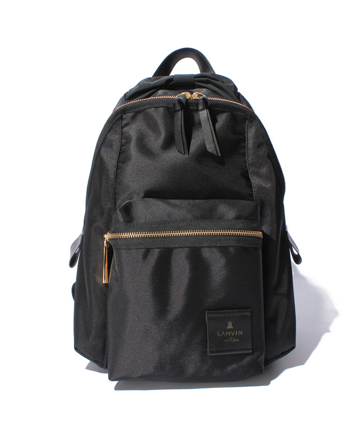 【美品】LANVIN ランバンオンブルー リュック 黒 リボン トロカデロ トロカデロ リボンモチーフ ナイロンリュック（バックパック
