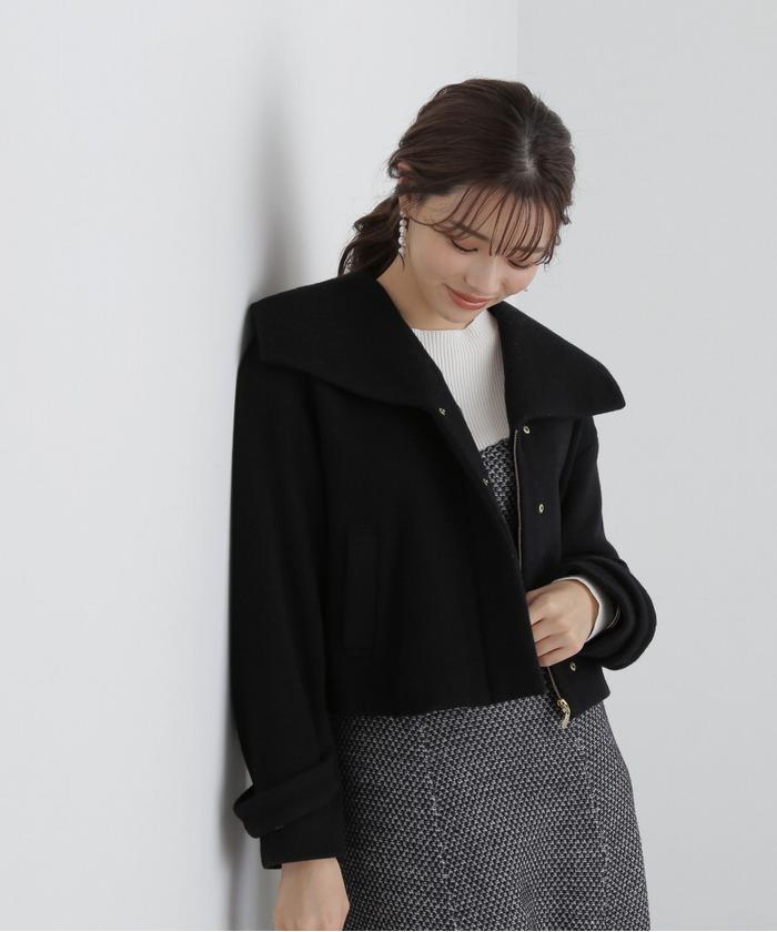 セール 30%OFF】フード襟ショートコート(505450095 セール 30%OFF】フード襟ショートコート(505450095