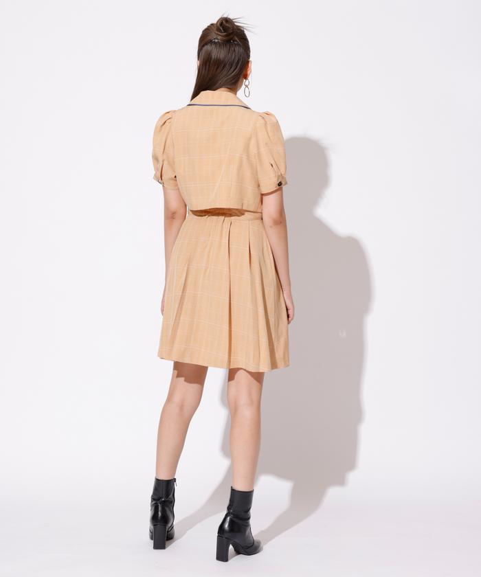 サイドプリーツチェックワンピース　新品 サイドプリーツワンピース(ワンピース) | a.v.v(アー・ヴェ