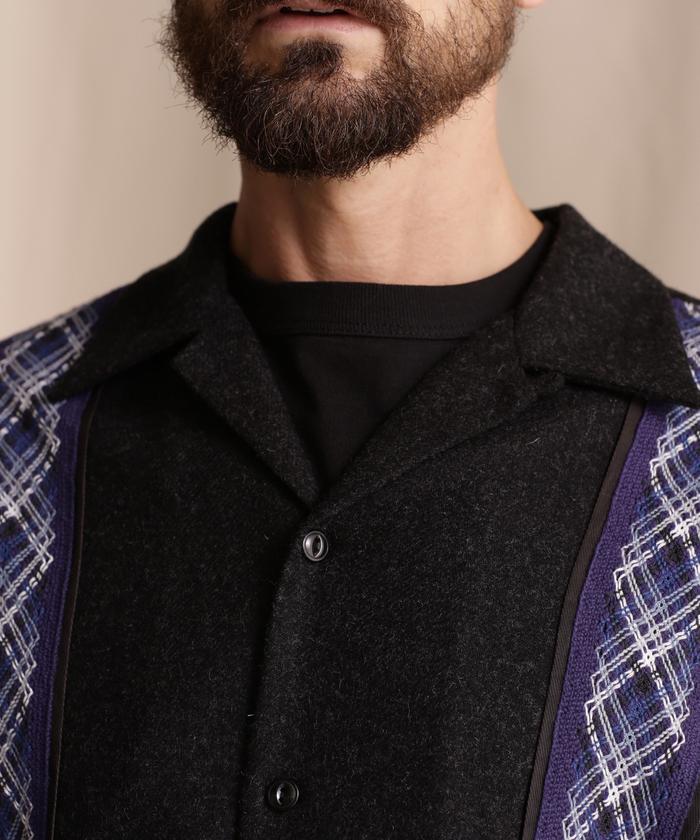 LINE 2TONE L/S WOOL SHIRT/ライン2トーン ウールシャツ(505457601