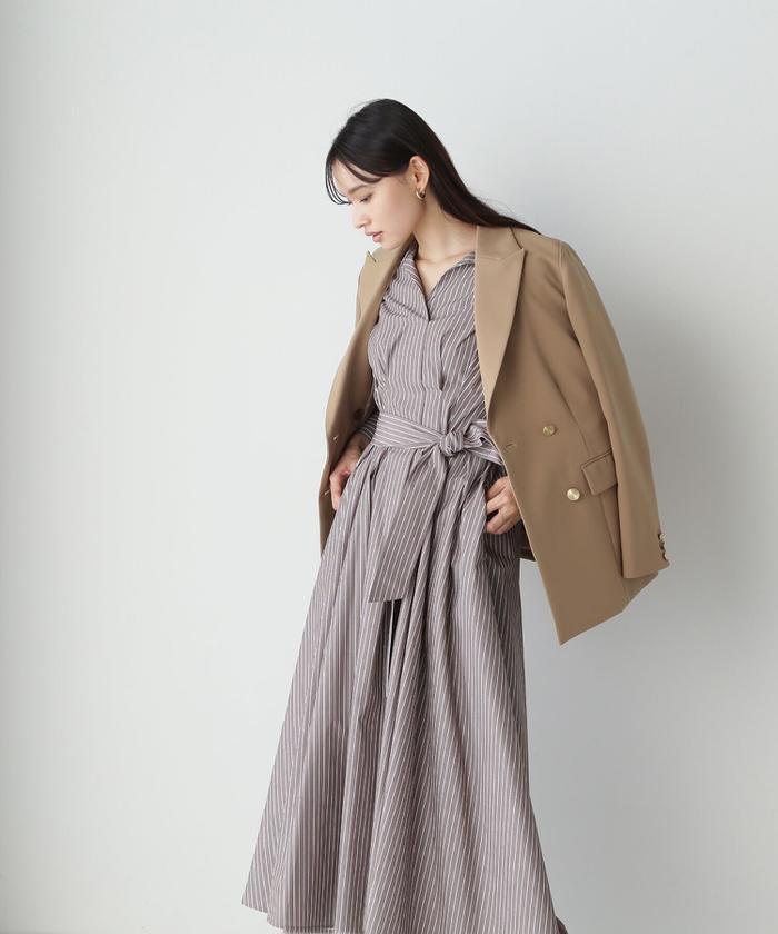 【ショコラ】ダブルブレストボクシージャケットナチュラルビューティー ダブルブレストボクシージャケット23AW(505458137) | ナチュラル
