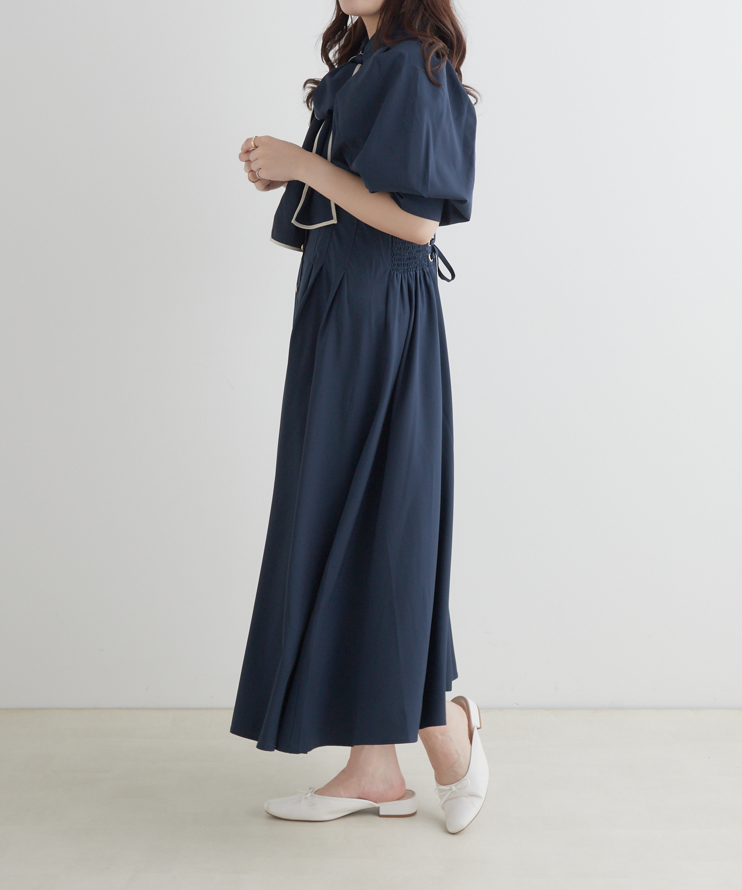 セール 70%OFF】配色ボウタイシャツワンピース(505451227