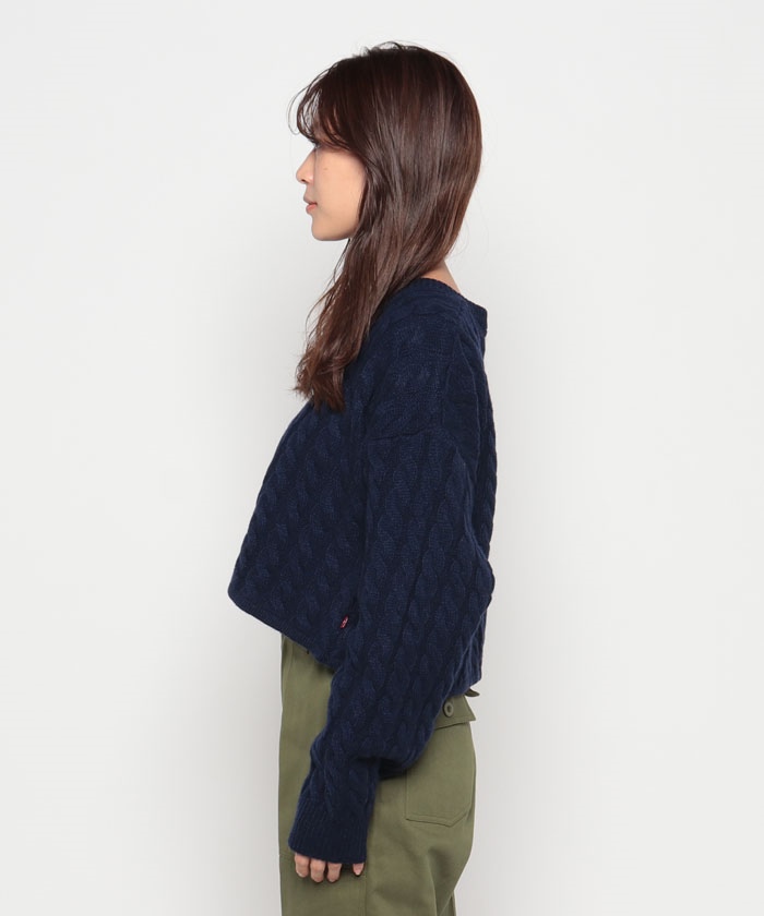 【リーバイスアウトレット】クロップド セーター ネイビー NIGHTWATCH BLUE クーポン】【セール 60%OFF】クロップド セーター ネイビー