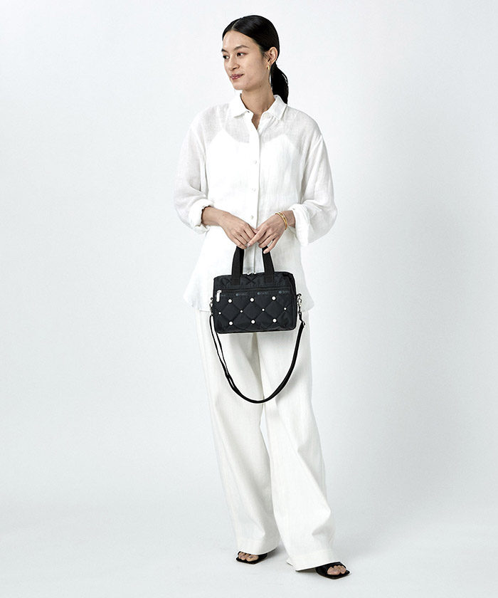 LeSportsac SM SATCHEL W PEARLS ブラック MICRO BAG W PEARLSブラックパール（ポーチ）｜LeSportsac