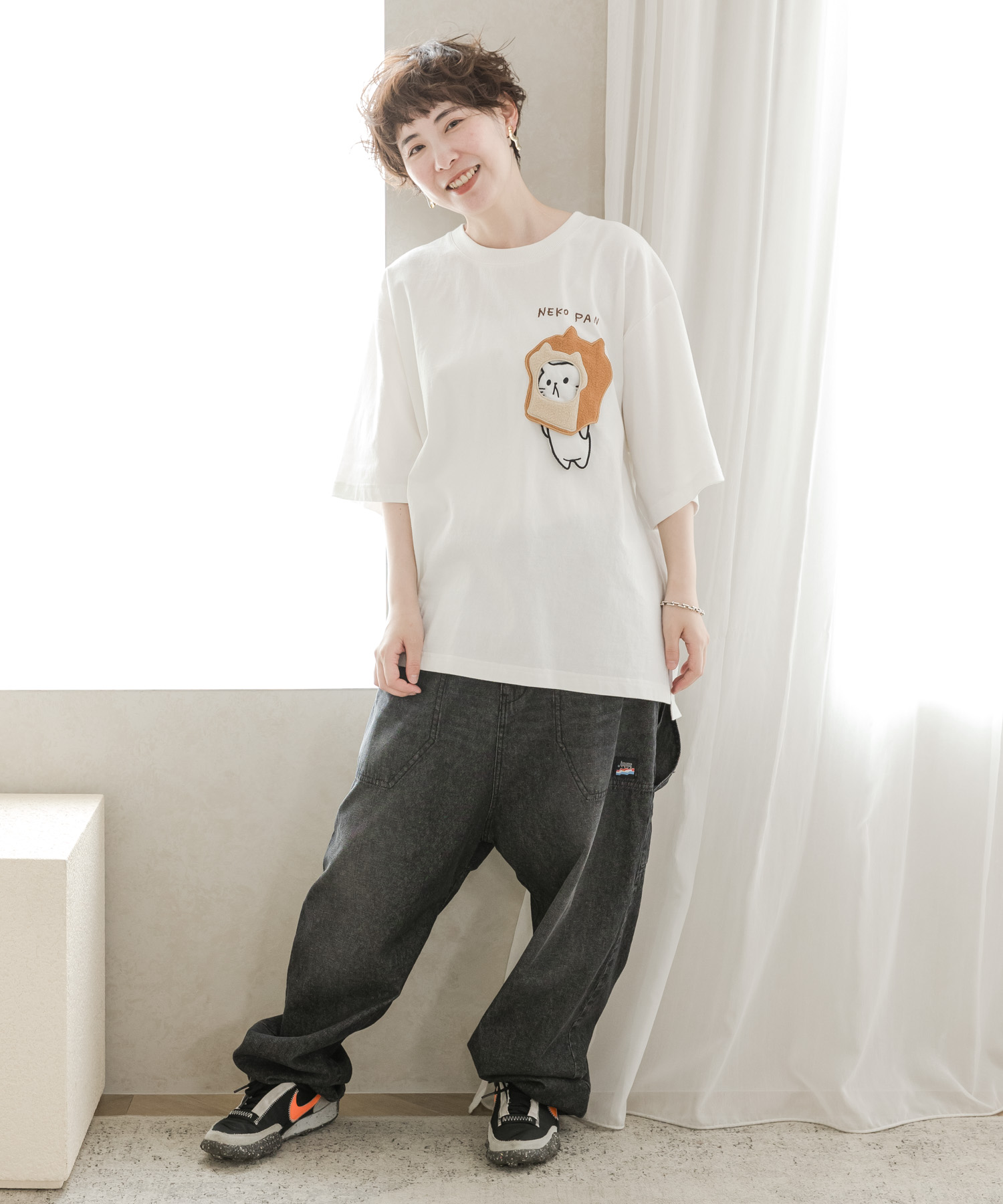 クーポン】【セール 20%OFF】ネコパンギミック刺繍Tシャツ クーポン】【セール 20%OFF】ネコパンギミック刺繍Tシャツ